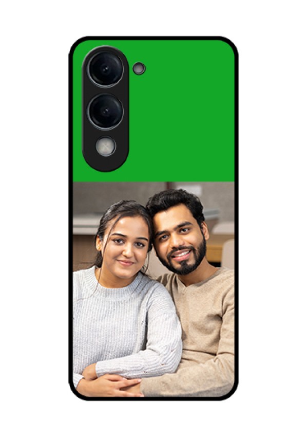 iQOO Z10 Lite Custom Glass Phone Case - Green Pattern Design