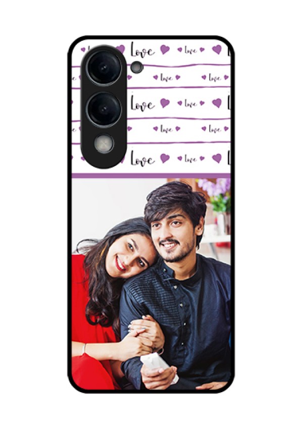 iQOO Z10 Lite Custom Glass Phone Case - Couples Heart Design