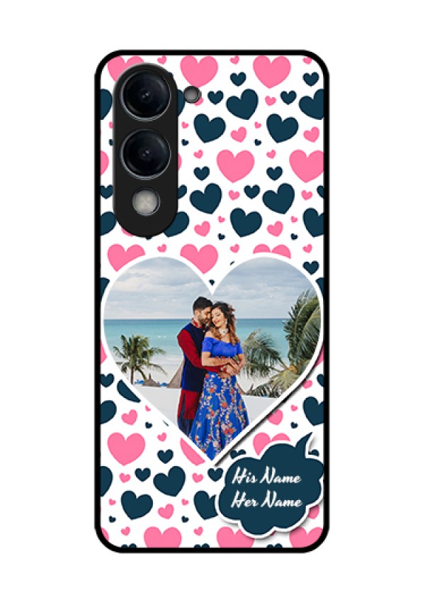 iQOO Z10 Lite Custom Glass Phone Case - Pink & Blue Heart Design