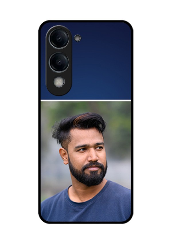iQOO Z10 Lite Custom Glass Phone Case - Simple Royal Blue Design