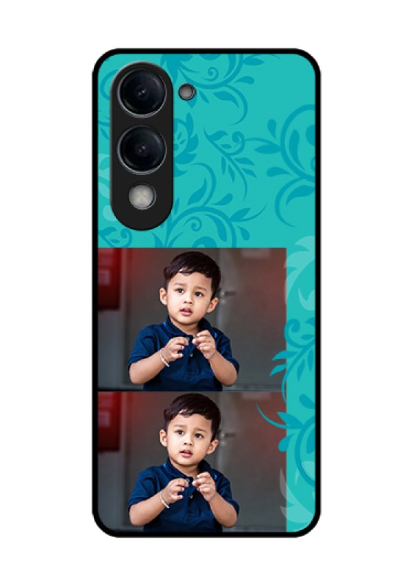 iQOO Z10 Lite Custom Glass Phone Case - With Photo And Green Floral Design