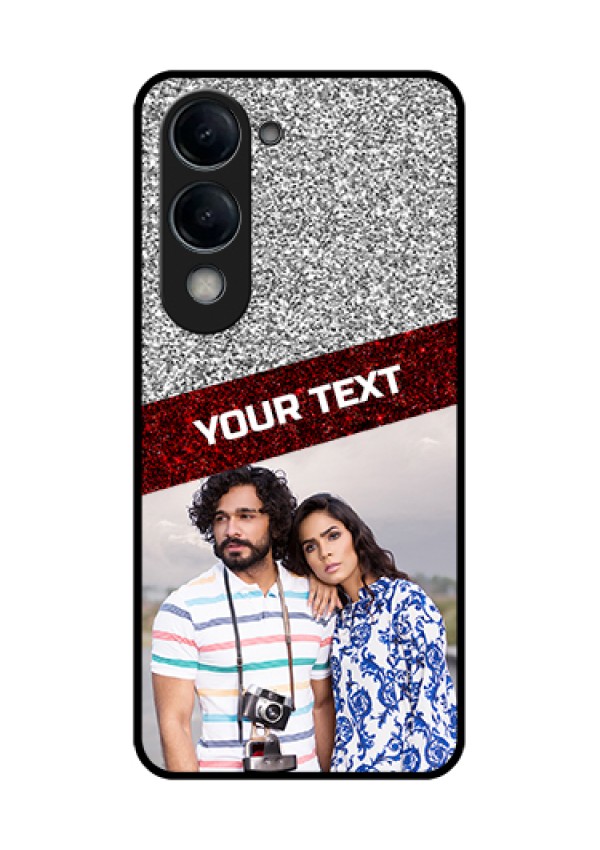 iQOO Z10 Lite Custom Glass Phone Case - Image Holder With Glitter Strip Design
