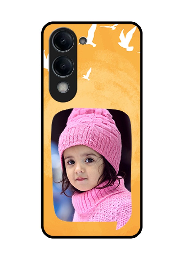 iQOO Z10 Lite Custom Glass Phone Case - Water Color Design With Bird Icons