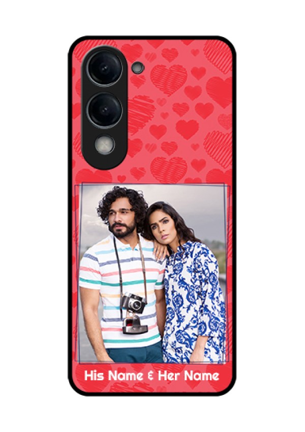 iQOO Z10 Lite Custom Glass Phone Case - With Red Heart Symbols Design