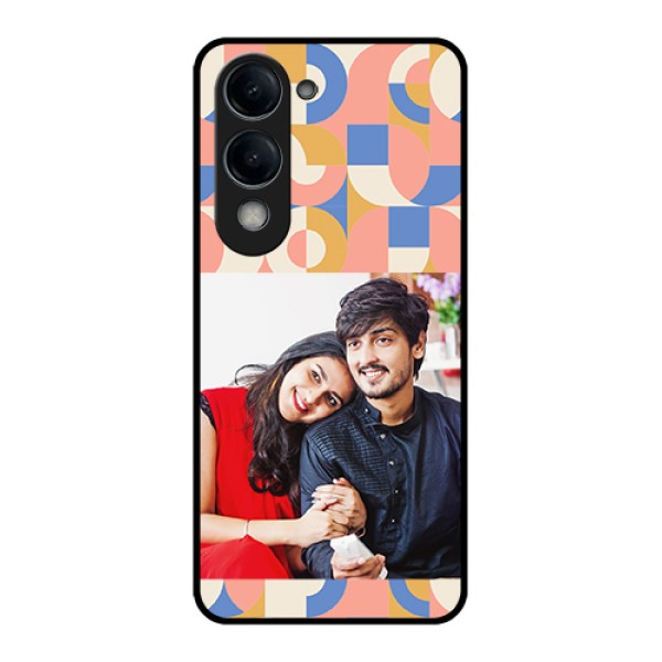 iQOO Z10 Lite Custom Glass Phone Case - Semi - Circle Maze Pattern Design