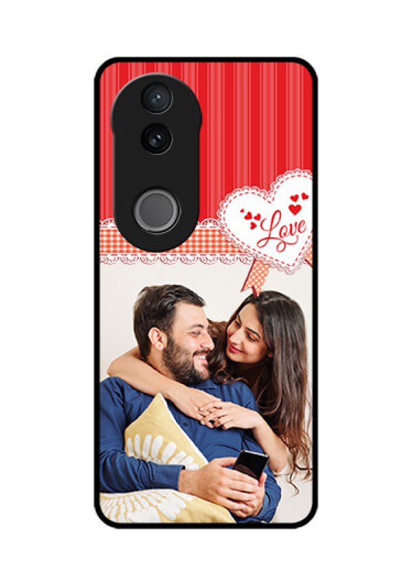 iQOO Z10R Custom Glass Phone Case - Red Love Pattern Design