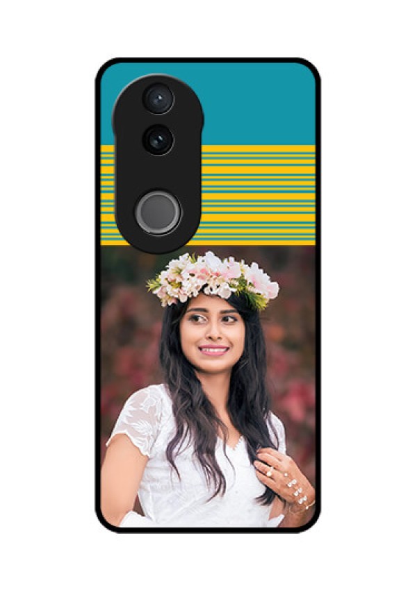 iQOO Z10R Custom Glass Phone Case - Yellow & Blue Design