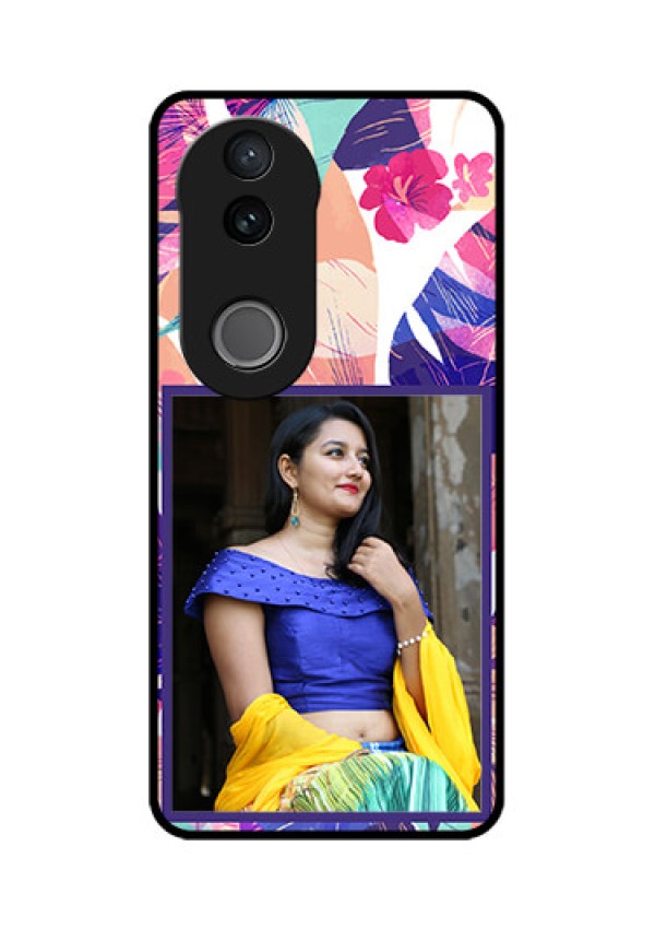 iQOO Z10R Custom Glass Phone Case - Abstract Floral Design