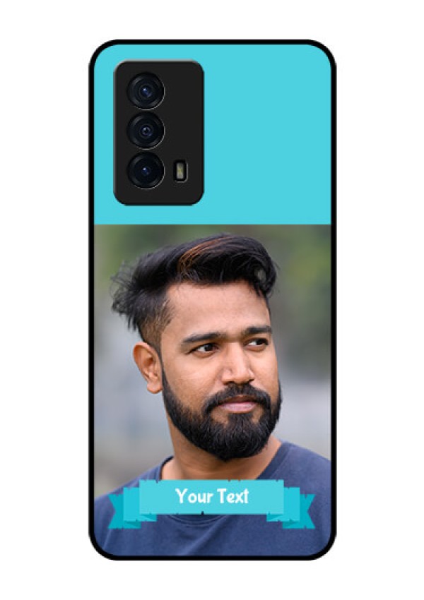 iQOO Z5 5G Personalized Glass Phone Case - Simple Blue Color Design