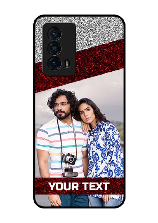 iQOO Z5 5G Personalized Glass Phone Case - Image Holder with Glitter Strip Design