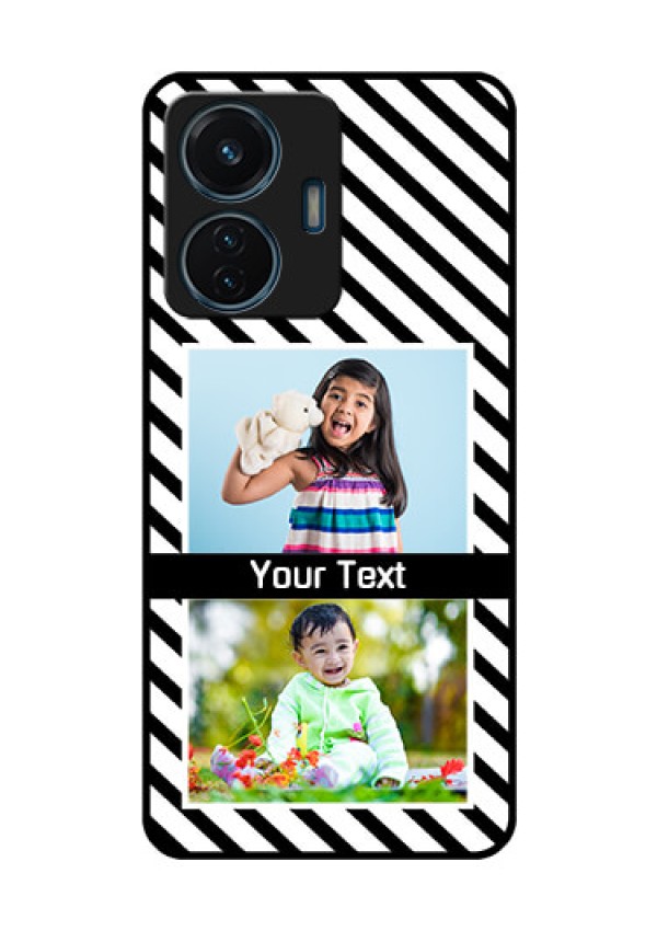 iQOO Z6 44w Photo Printing on Glass Case - Black And White Stripes Design