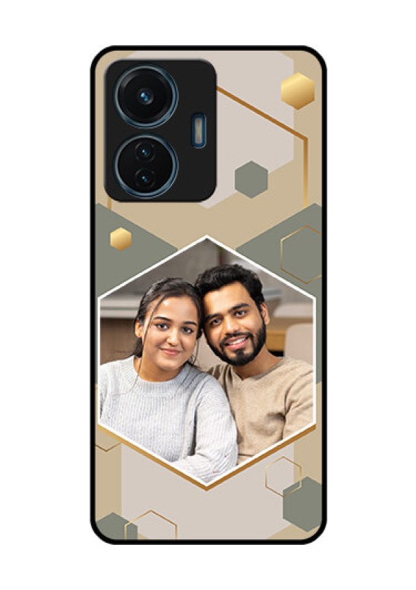 iQOO Z6 44w Photo Printing on Glass Case - Stylish Hexagon Pattern Design