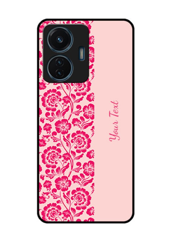 iQOO Z6 44w Custom Glass Phone Case - Attractive Floral Pattern Design