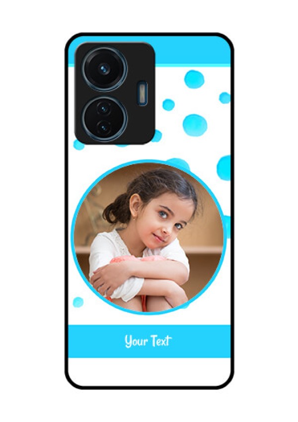 iQOO Z6 Lite 5G Photo Printing on Glass Case - Blue Bubbles Pattern Design