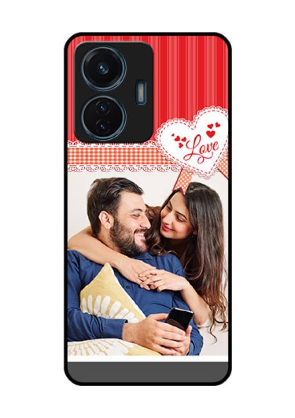 iQOO Z6 Lite 5G Custom Glass Mobile Case - Red Love Pattern Design