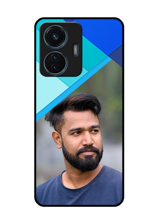 iQOO Z6 Lite 5G Custom Glass Phone Case - Blue Pattern Design