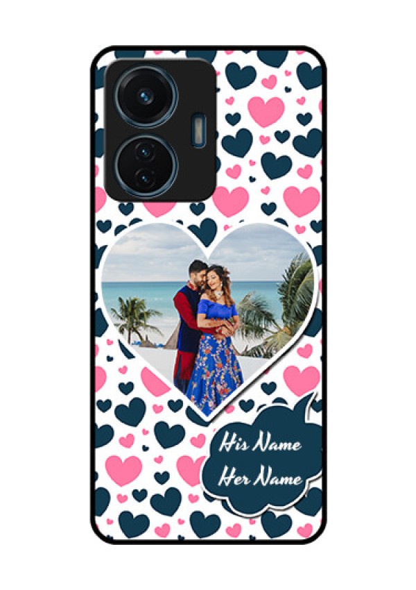 iQOO Z6 Lite 5G Custom Glass Phone Case - Pink & Blue Heart Design