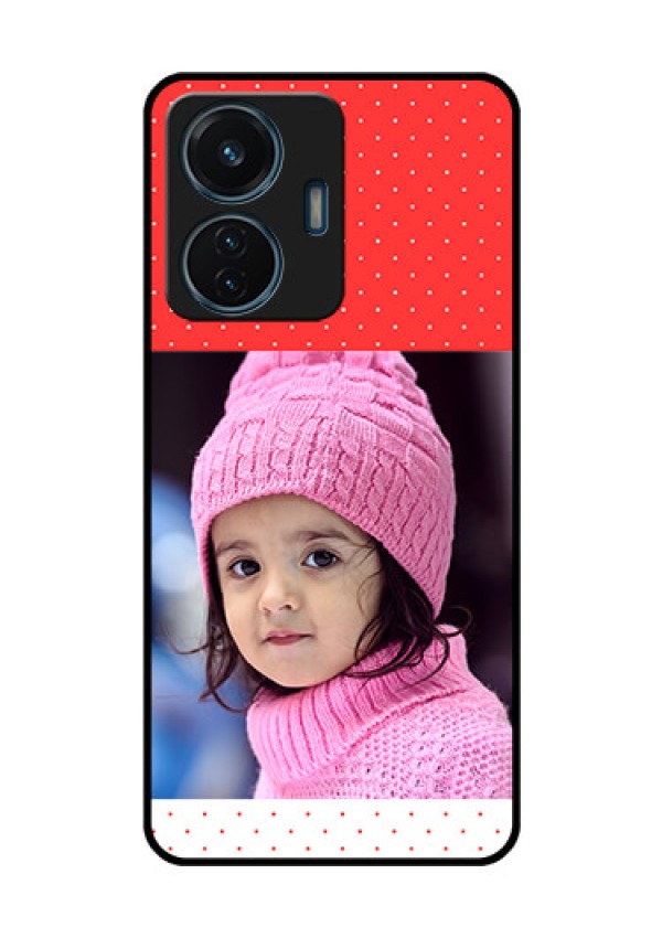 iQOO Z6 Lite 5G Photo Printing on Glass Case - Red Pattern Design