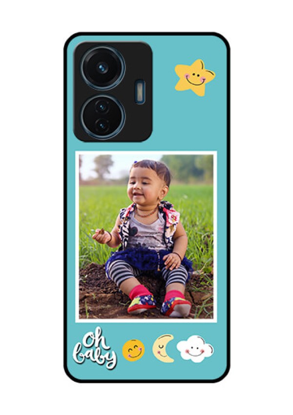 iQOO Z6 Lite 5G Personalized Glass Phone Case - Smiley Kids Stars Design