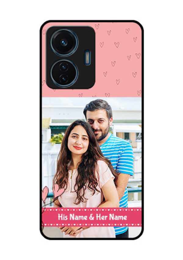 iQOO Z6 Lite 5G Personalized Glass Phone Case - Love Design Peach Color
