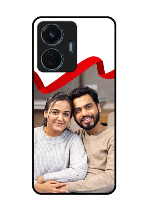 iQOO Z6 Lite 5G Photo Printing on Glass Case - Red Ribbon Frame Design