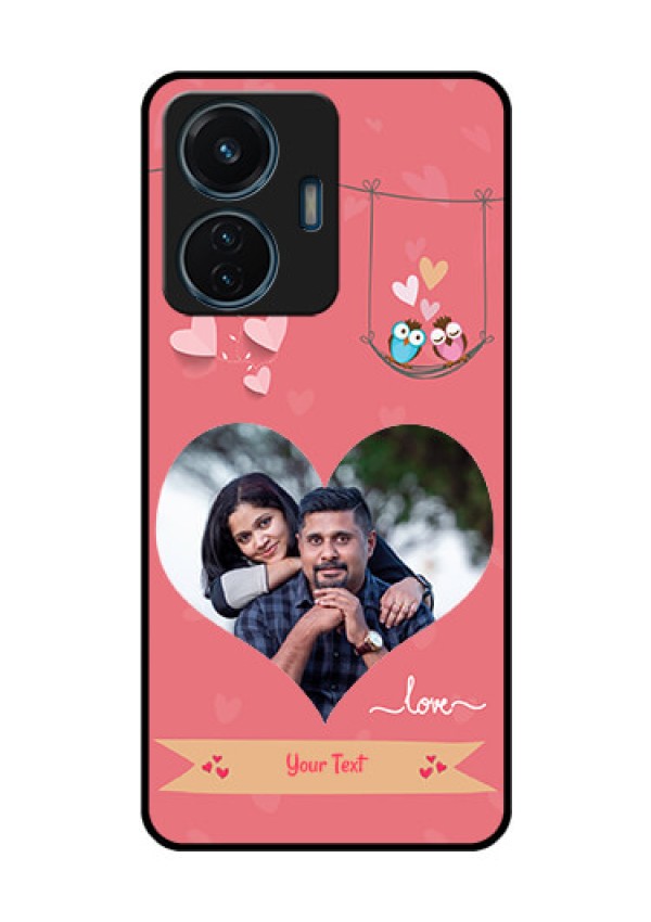 iQOO Z6 Lite 5G Personalized Glass Phone Case - Peach Color Love Design