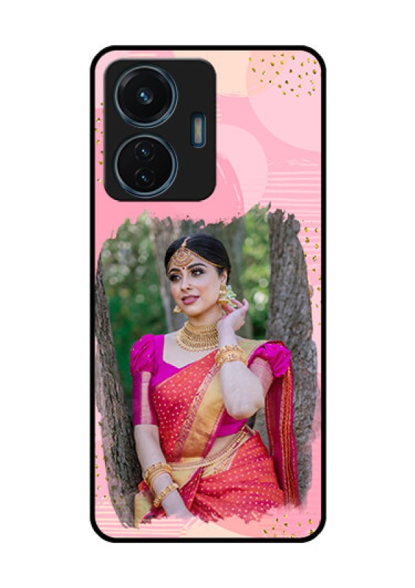 iQOO Z6 Lite 5G Personalized Glass Phone Case - Gold Glitter Splash Design