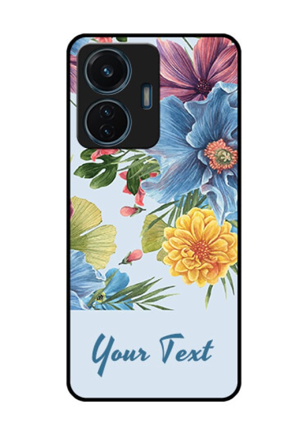 iQOO Z6 Lite 5G Custom Glass Mobile Case - Stunning Watercolored Flowers Painting Design