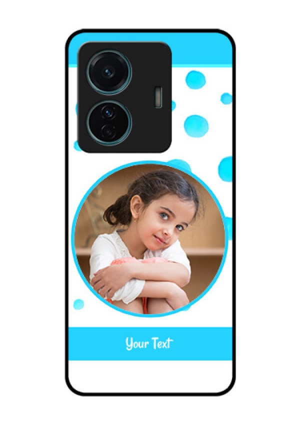 iQOO Z6 Pro 5G Photo Printing on Glass Case - Blue Bubbles Pattern Design
