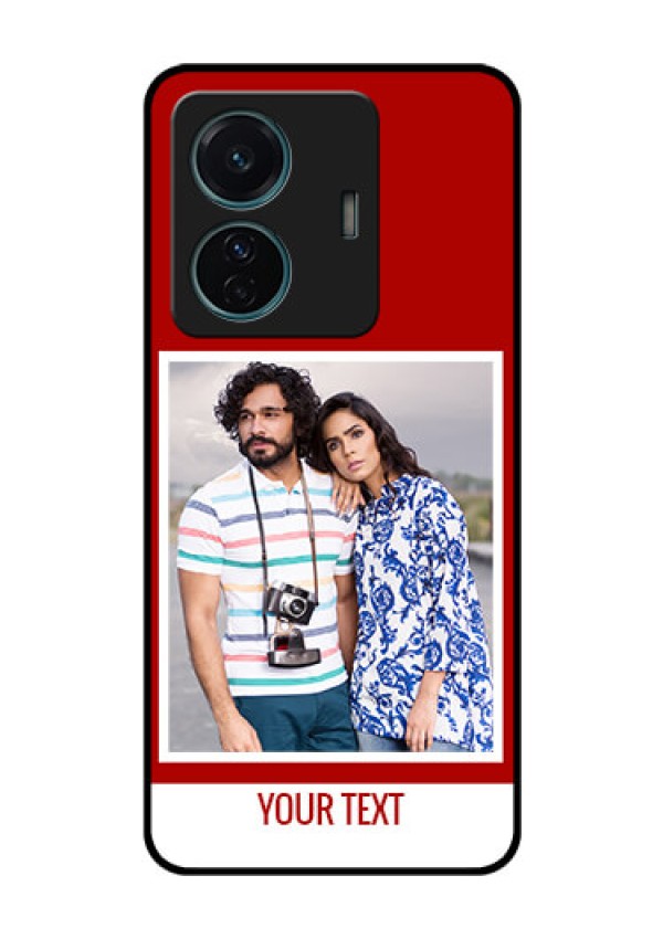 iQOO Z6 Pro 5G Personalized Glass Phone Case - Simple Red Color Design