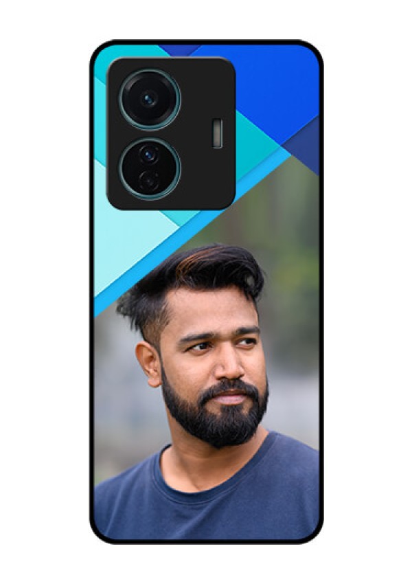 iQOO Z6 Pro 5G Custom Glass Phone Case - Blue Pattern Design