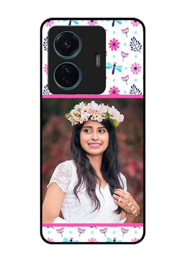 iQOO Z6 Pro 5G Photo Printing on Glass Case - Colorful Flower Design