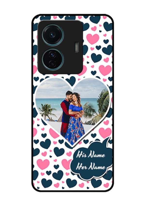 iQOO Z6 Pro 5G Custom Glass Phone Case - Pink & Blue Heart Design