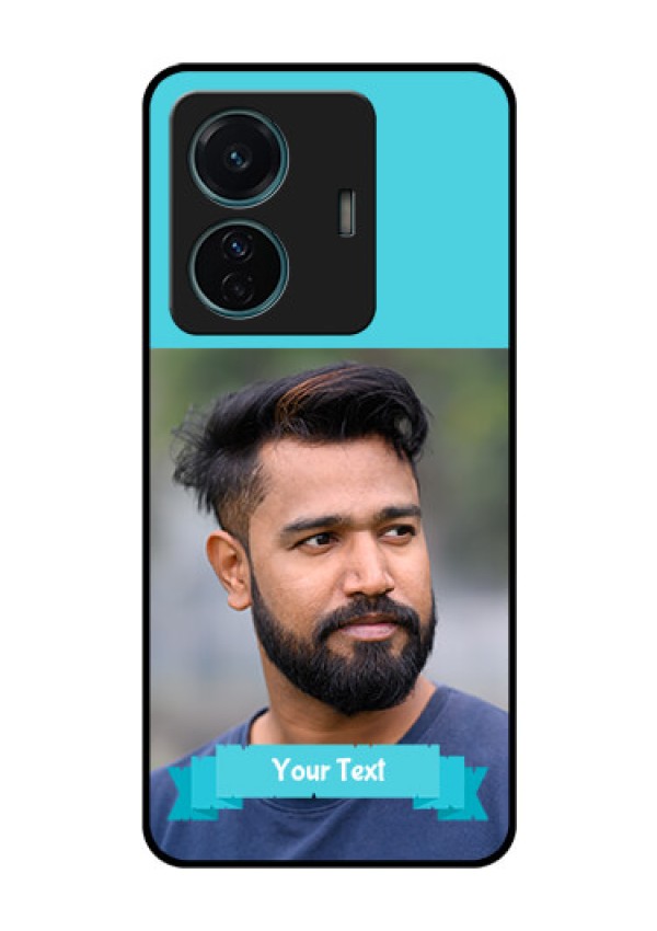 iQOO Z6 Pro 5G Personalized Glass Phone Case - Simple Blue Color Design