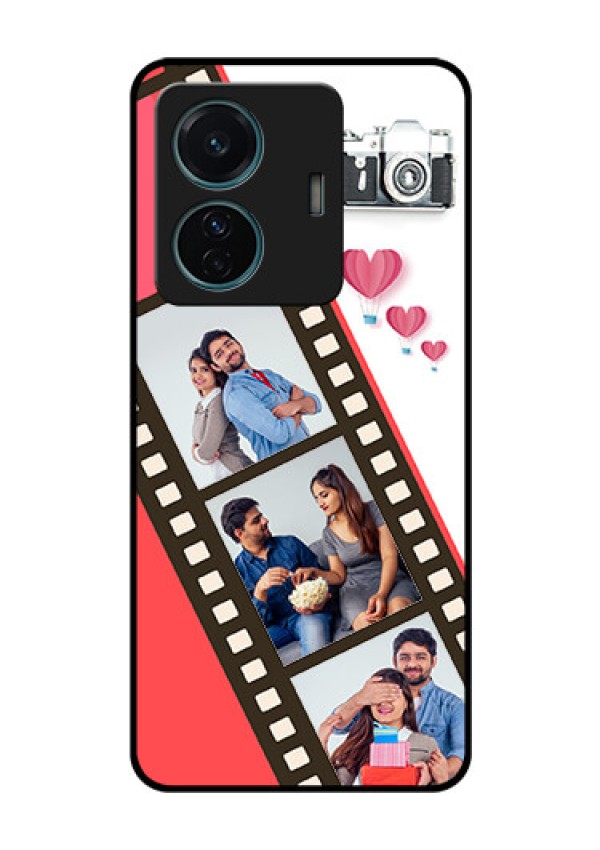 iQOO Z6 Pro 5G Personalized Glass Phone Case - 3 Image Holder with Film Reel