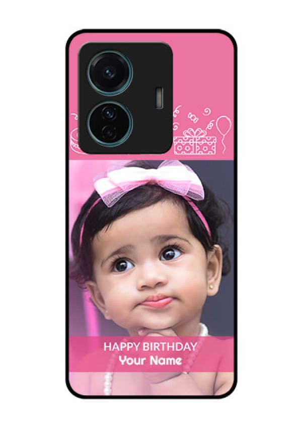 iQOO Z6 Pro 5G Photo Printing on Glass Case - with Birthday Line Art Design