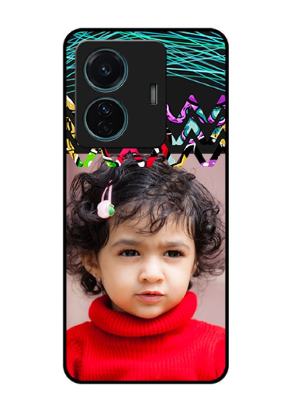 iQOO Z6 Pro 5G Personalized Glass Phone Case - Neon Abstract Design