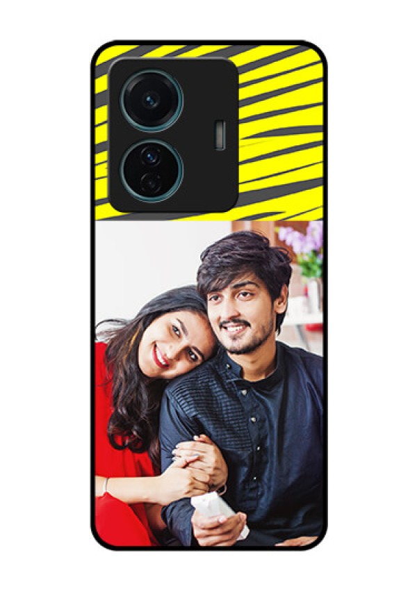 iQOO Z6 Pro 5G Photo Printing on Glass Case - Yellow Abstract Design