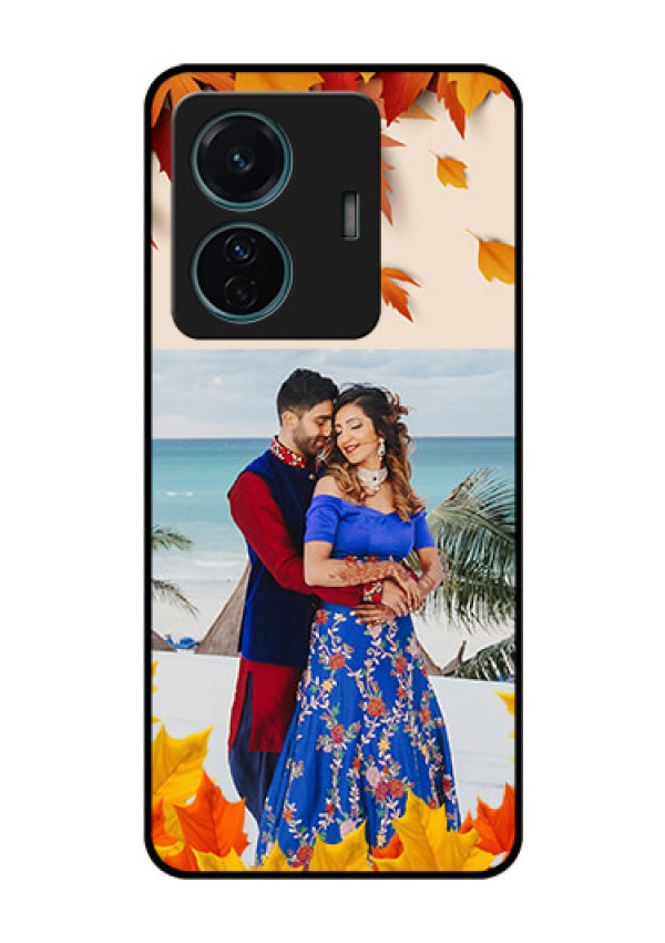 iQOO Z6 Pro 5G Photo Printing on Glass Case - Autumn Maple Leaves Design