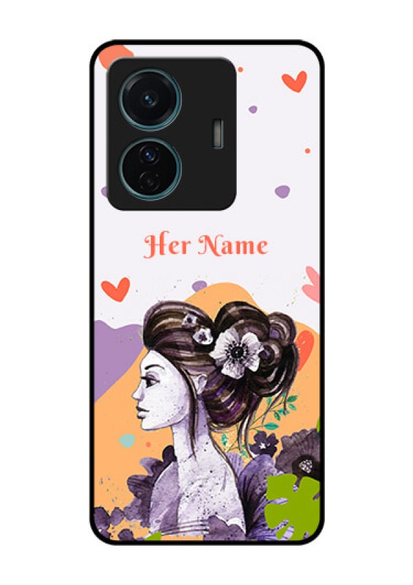 iQOO Z6 Pro 5G Personalized Glass Phone Case - Woman And Nature Design