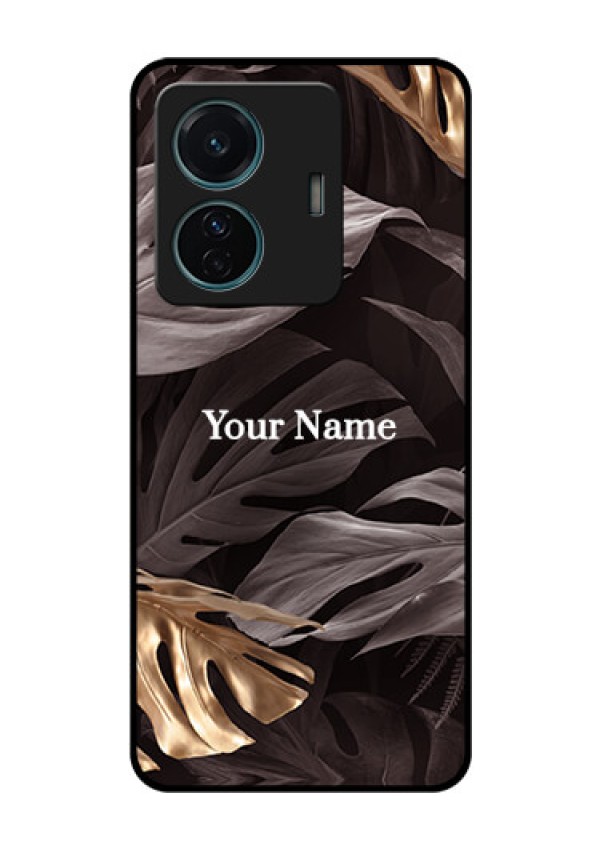 iQOO Z6 Pro 5G Personalised Glass Phone Case - Wild Leaves digital paint Design