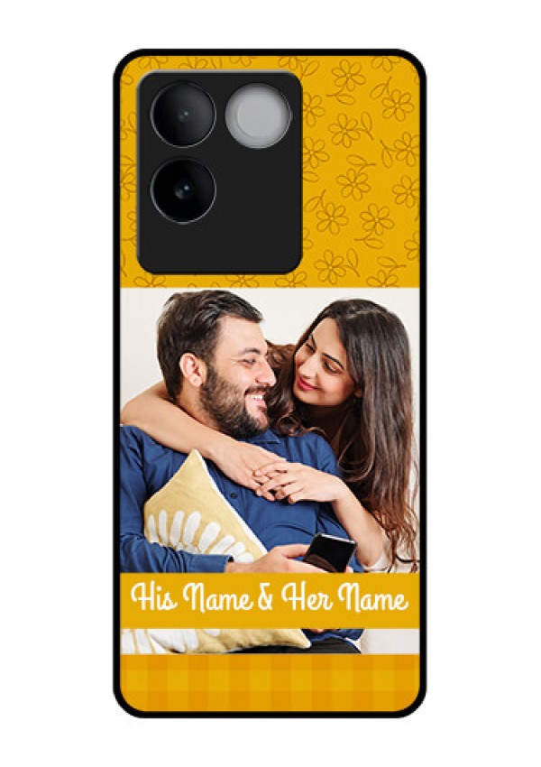iQOO Z7 Pro 5G Custom Glass Phone Case - Yellow Floral Design