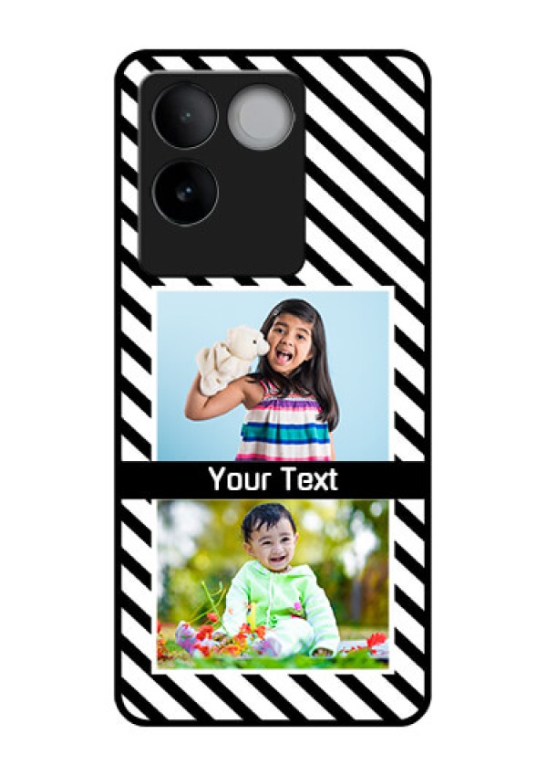iQOO Z7 Pro 5G Custom Glass Phone Case - Black And White Stripes Design