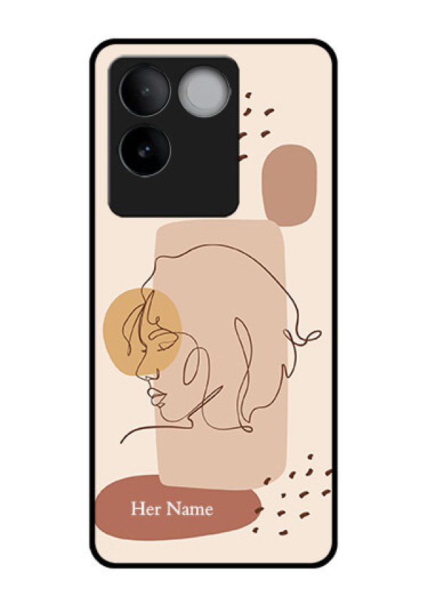 iQOO Z7 Pro 5G Custom Glass Phone Case - Calm Woman Line Art Design
