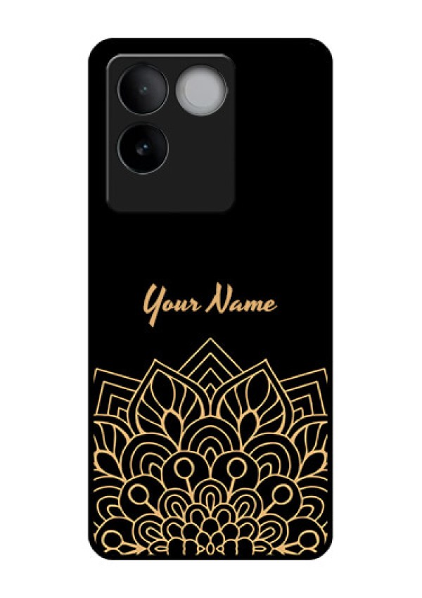 iQOO Z7 Pro 5G Custom Glass Phone Case - Golden Mandala Design