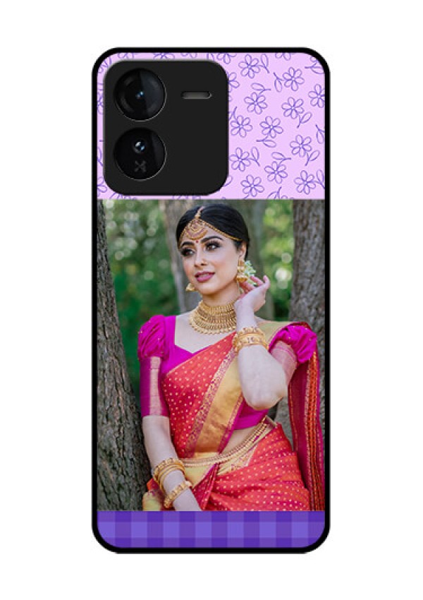 iQOO Z9 5G Custom Glass Phone CasePurple Floral Design