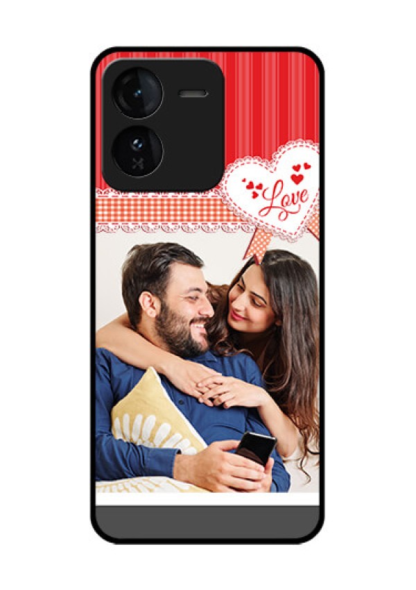 iQOO Z9 5G Custom Glass Phone CaseRed Love Pattern Design