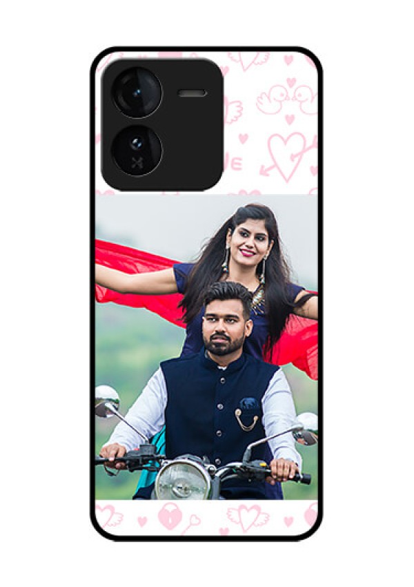 iQOO Z9 5G Custom Glass Phone CasePink Flying Heart Design