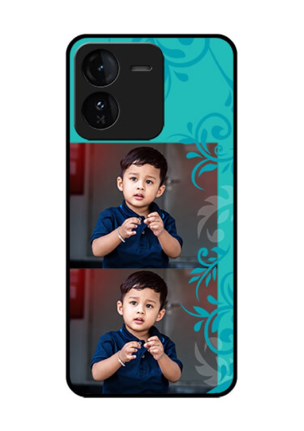 iQOO Z9 5G Custom Glass Phone CaseWith Photo And Green Floral Design