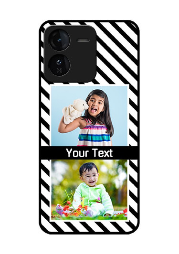 iQOO Z9 5G Custom Glass Phone CaseBlack And White Stripes Design